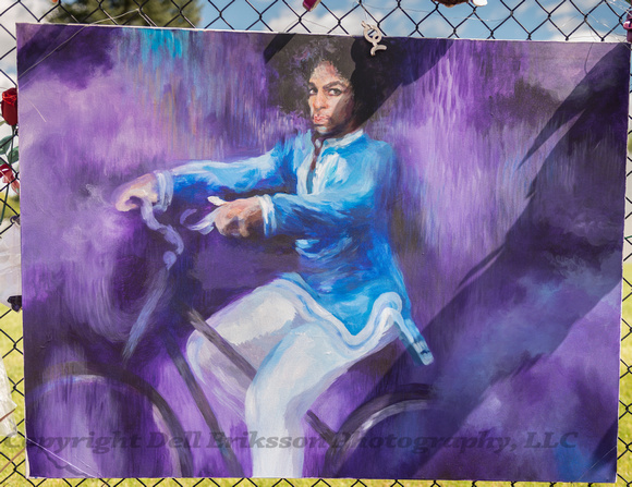 Prince on Bicycle With Blue Jacket, Painting by Dan Lacey
