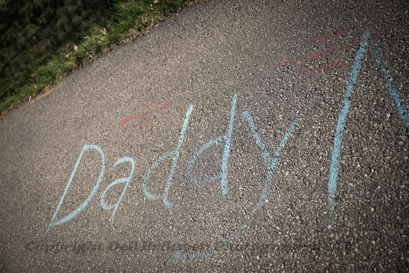 Prince:  Chalk Writing:  Daddy, Daddy Never Left.