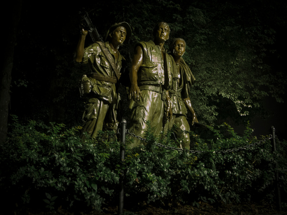 Vietnam War:  The Three Soldiers, Vietnam Veterans Memorial, Washington, DC. Frederick Hart, 1984