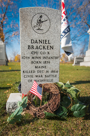 Civil War:  Gravestone, Cpl Daniel Bracken 10th Minnesota Infantry