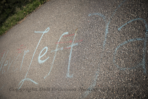 Prince:  Chalk Writing:  Left, Daddy Never Left.